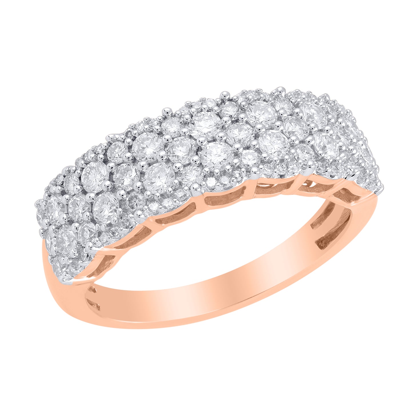 Natural Diamond Multi Row Band in 14KT Gold