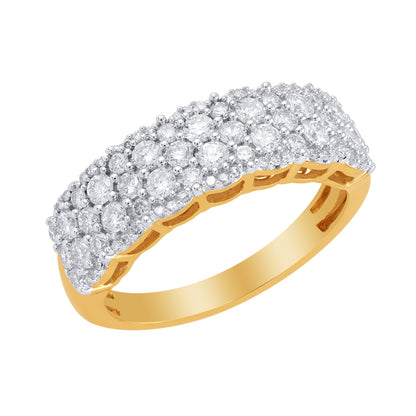 Natural Diamond Multi Row Band in 14KT Gold