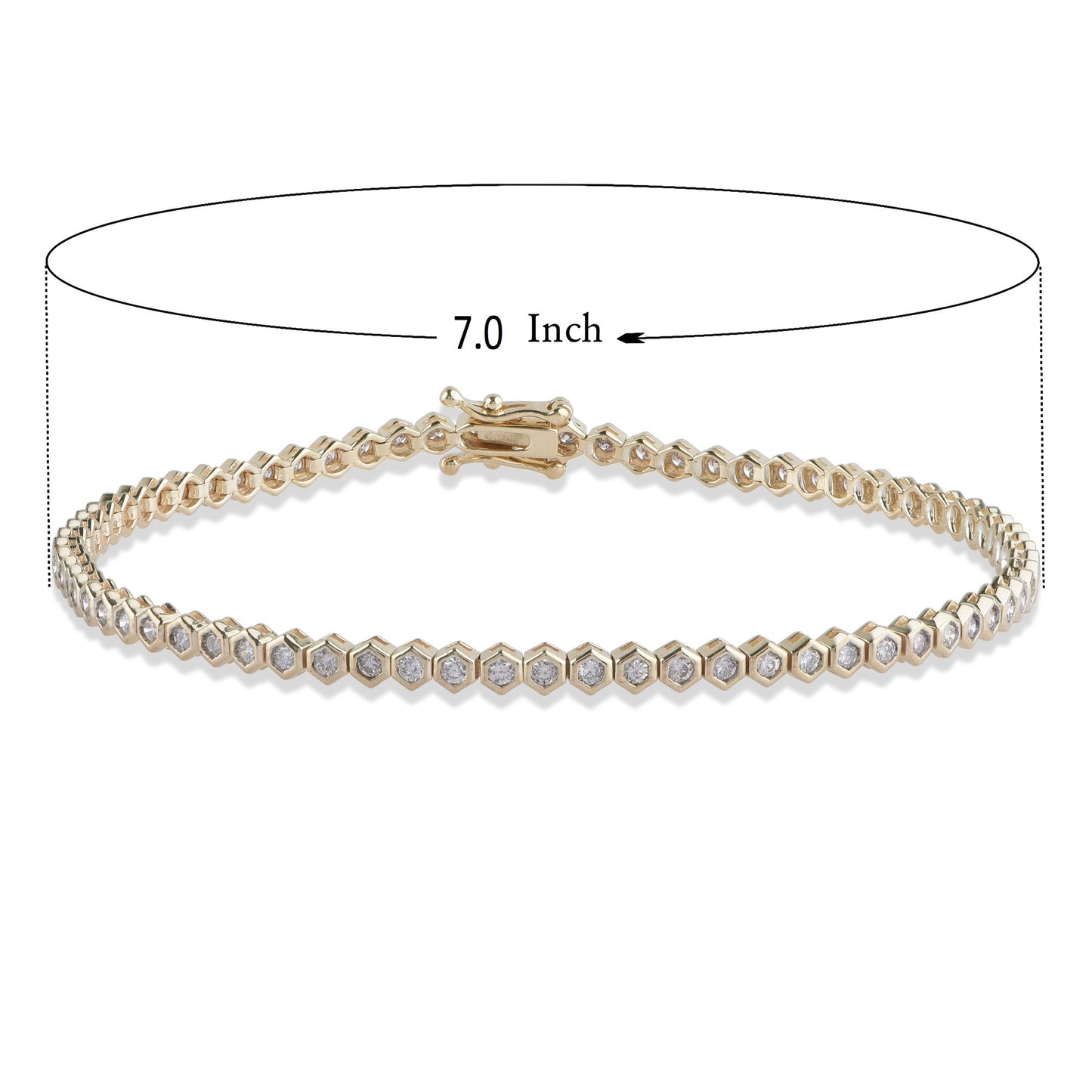 Hexagon Link Tennis Bracelet in 10K Gold