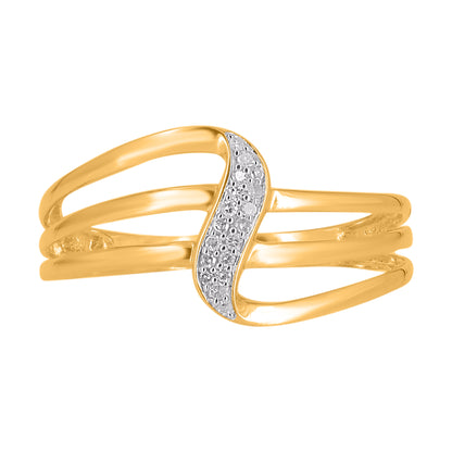 0.05 Carat Natural Diamond Crossover Band Ring in 14K Yellow Gold