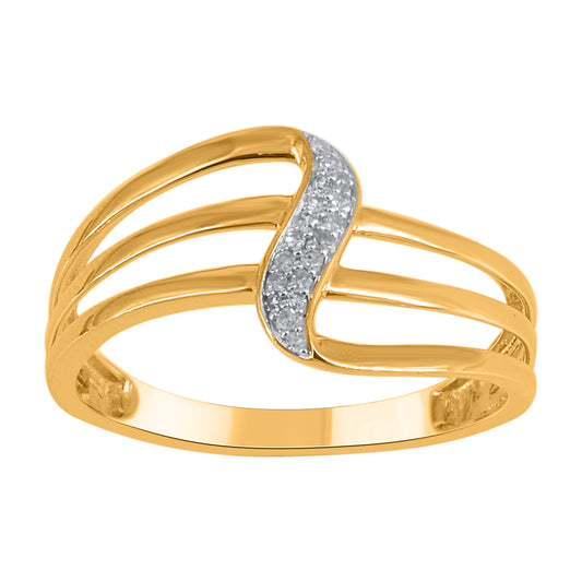 0.05 Carat Natural Diamond Crossover Band Ring in 14K Yellow Gold