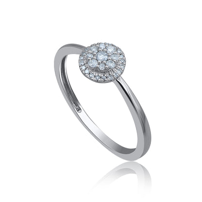 Diamond Cluster Flower Ring in .925 Sterling Silver