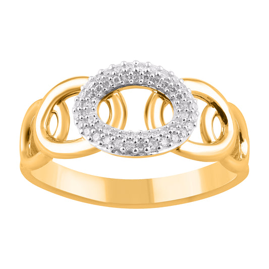 0.12 Carat Diamond Oval Link Band Ring 14K Yellow Gold