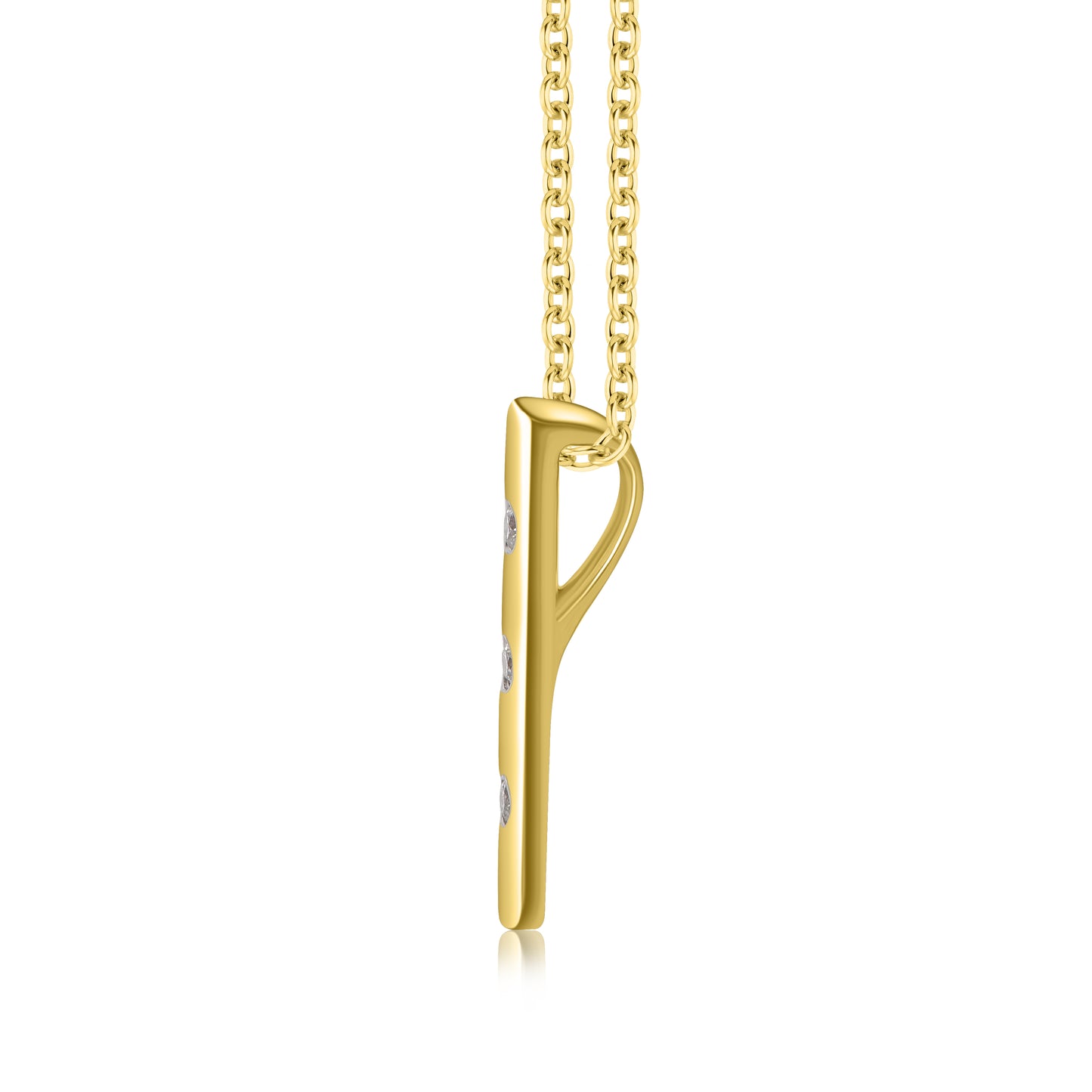 Vertical Bar Pendant Necklace in Gold Plated 925 Sterling Silver