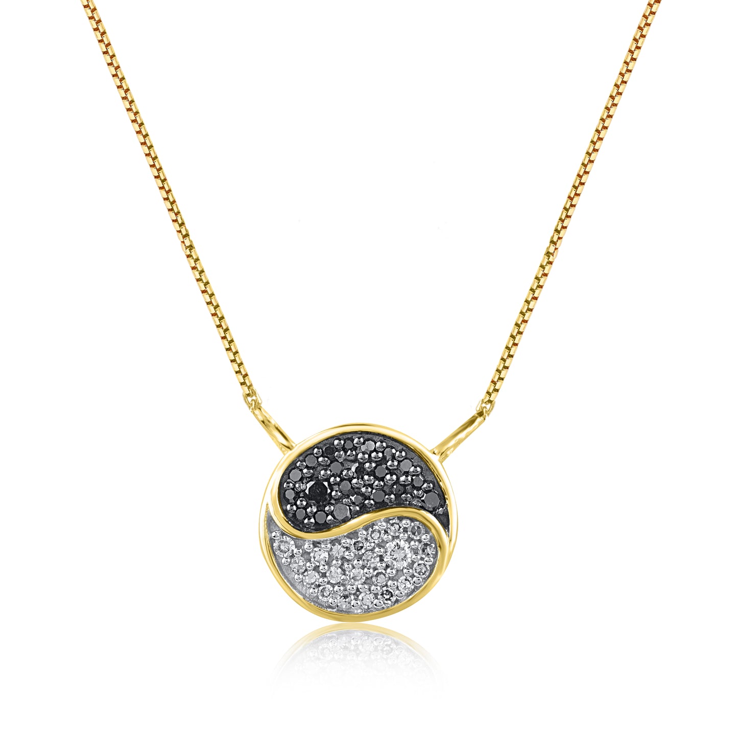 Treated Black Diamond Yin and Yang Pendant Necklace in 10K Gold