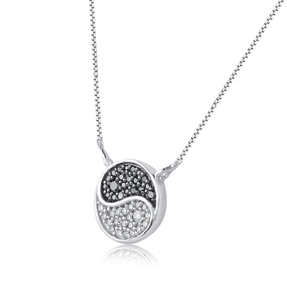 Treated Black Diamond Yin and Yang Pendant Necklace in 10K Gold