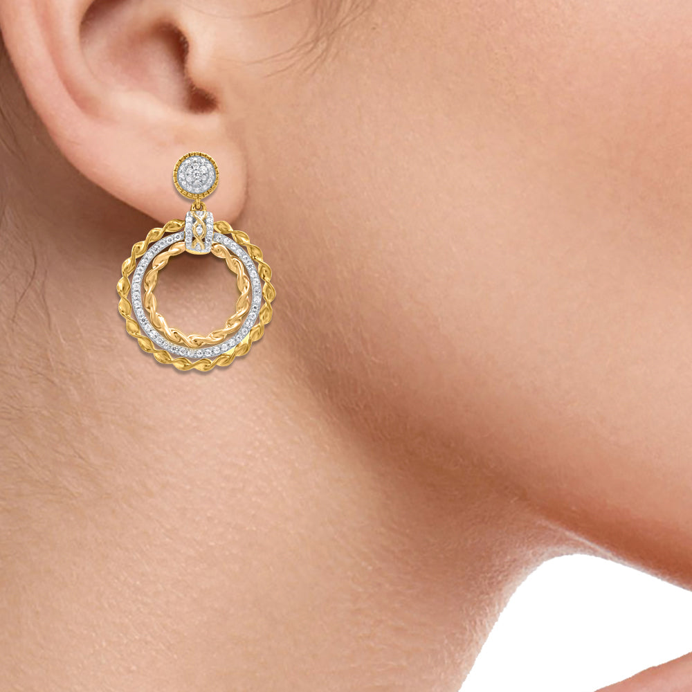 Twisted Circle Dangle Earrings in 10K Gold