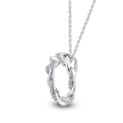 Twisted Circle of Life Pendant Necklace in 925 Sterling Silver
