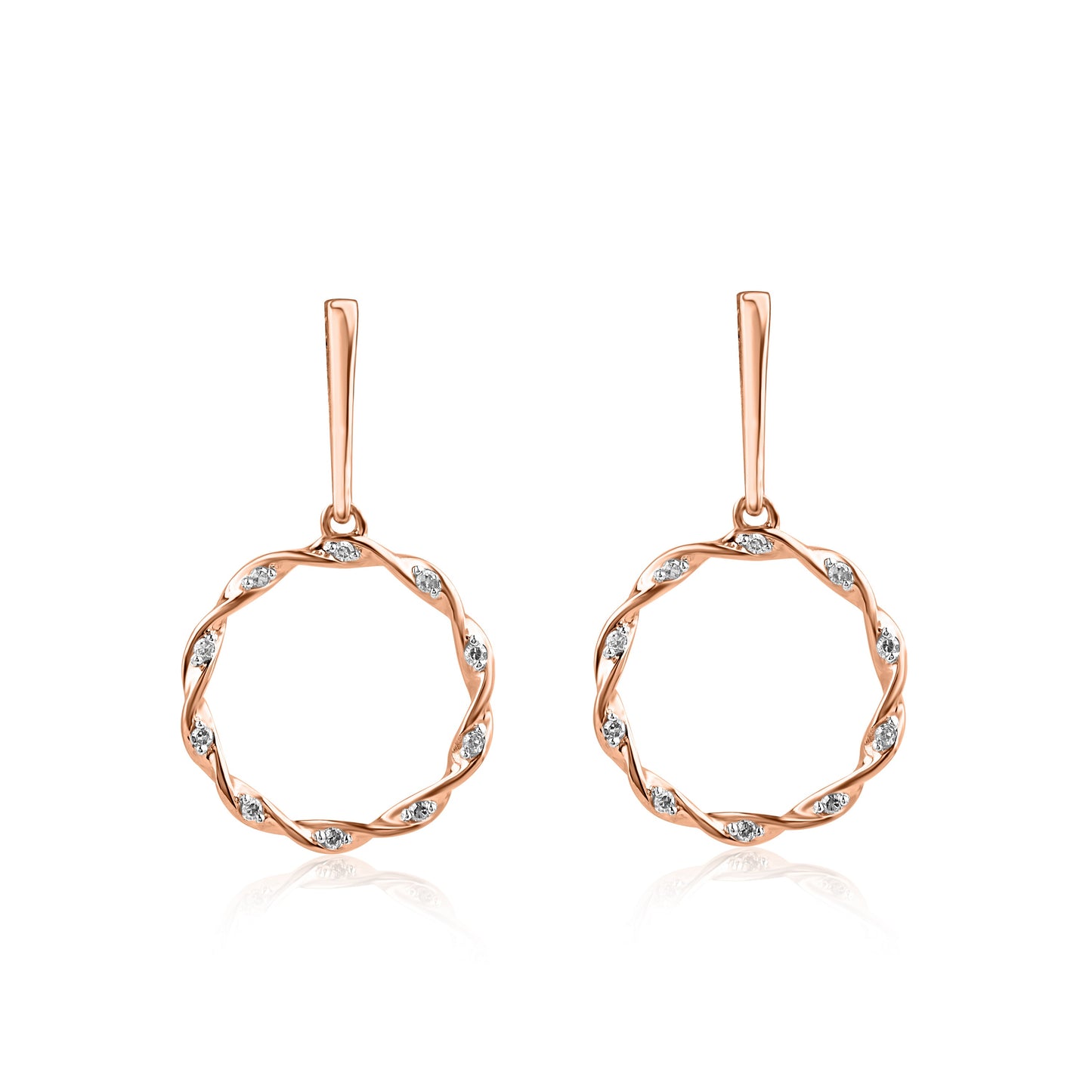 Twisted Circle Dangle Earrings in .925 Sterling Silver