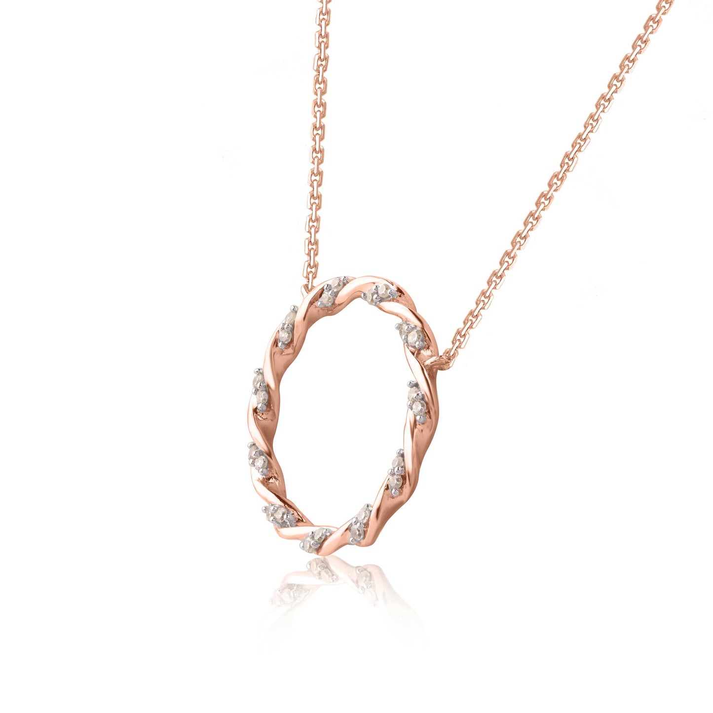 Twisted Circle of Life Pendant Necklace in Gold Plated 925 Sterling Silver