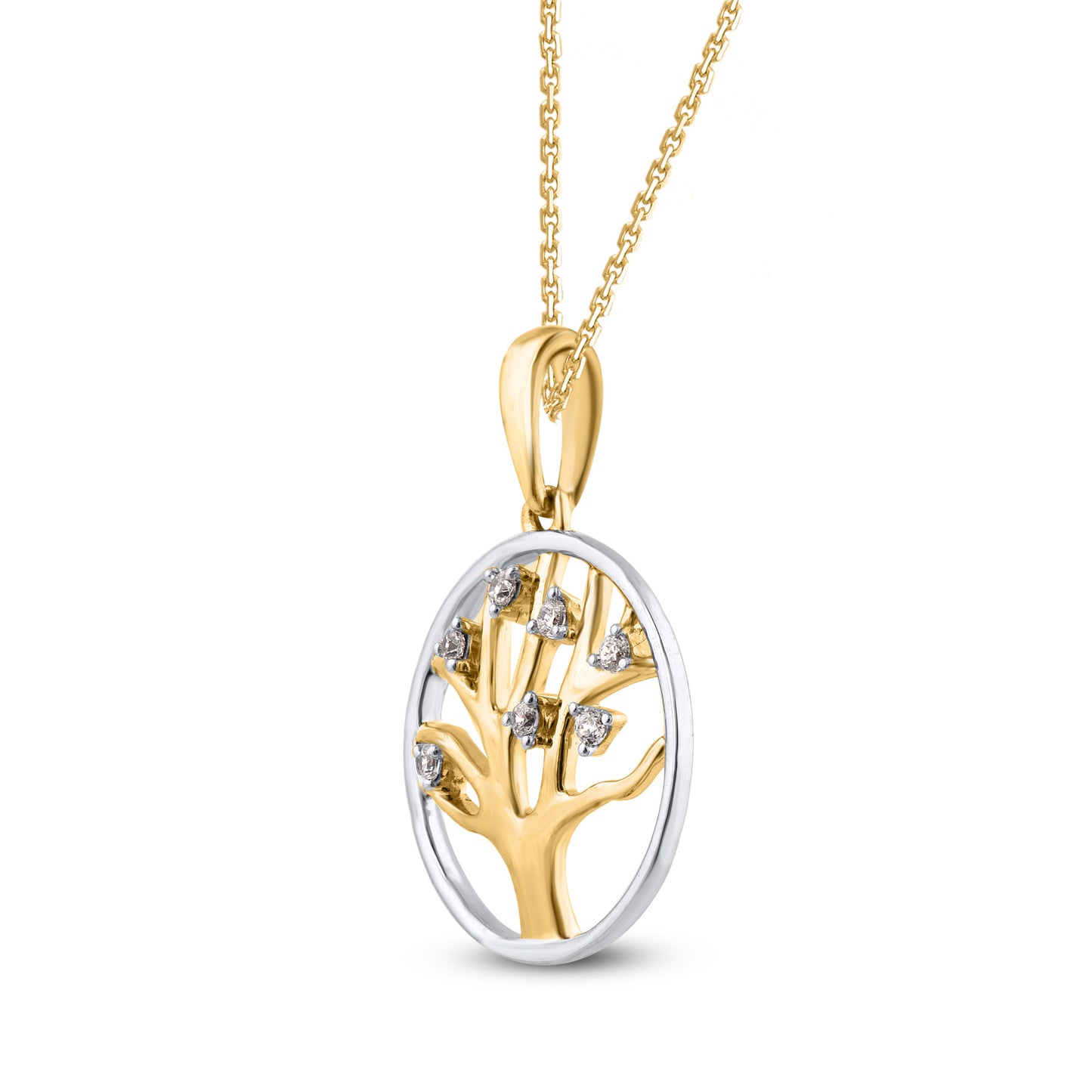 Tree of Life Pendant Necklace Two Tone Gold Plated 925 Sterling Silver
