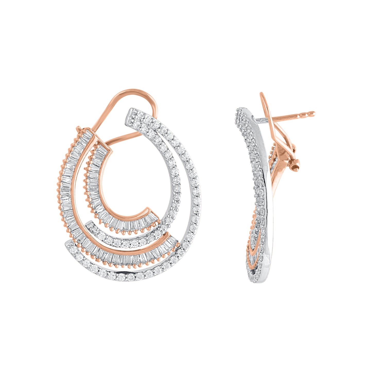 2.0 Carat Natural Diamond Stud Earrings 14K Rose Gold