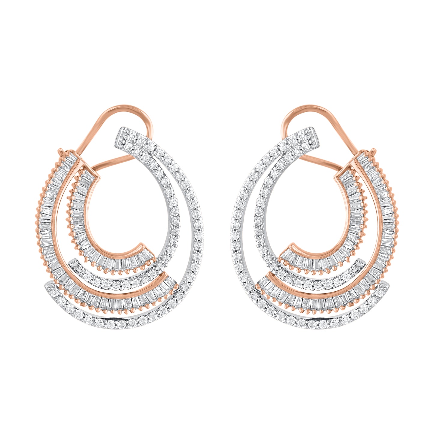 2.0 Carat Natural Diamond Stud Earrings 14K Rose Gold