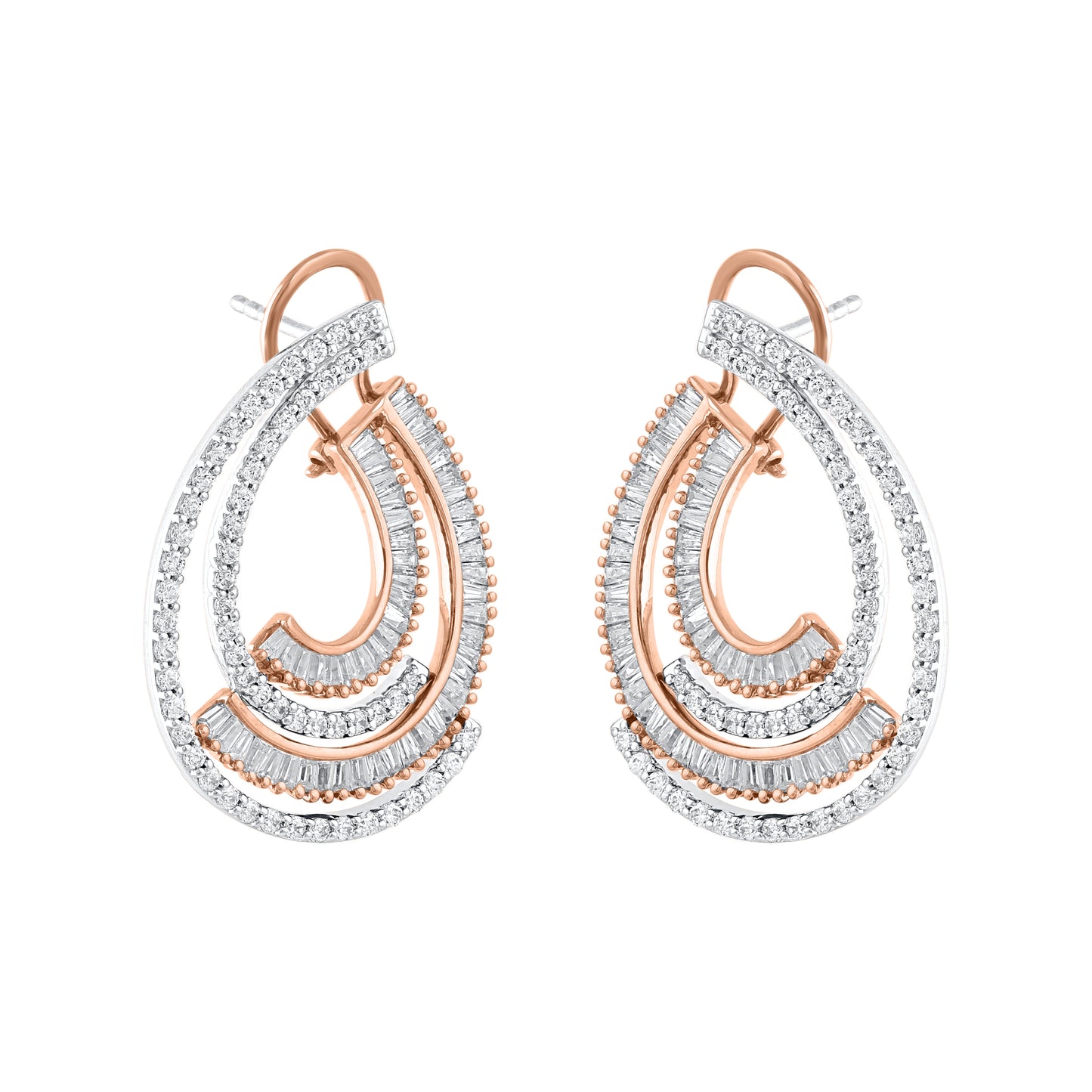 2.0 Carat Natural Diamond Stud Earrings 14K Rose Gold