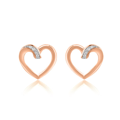 Heart Shaped Diamond Stud Earrings in .925 Sterling Silver