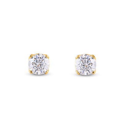 Solitaire Stud Earrings with Friction Back in 14K Solid Gold