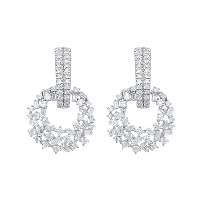 1.50 Carat Mixed-Cut Diamond Dangle Earrings in 14K White Gold