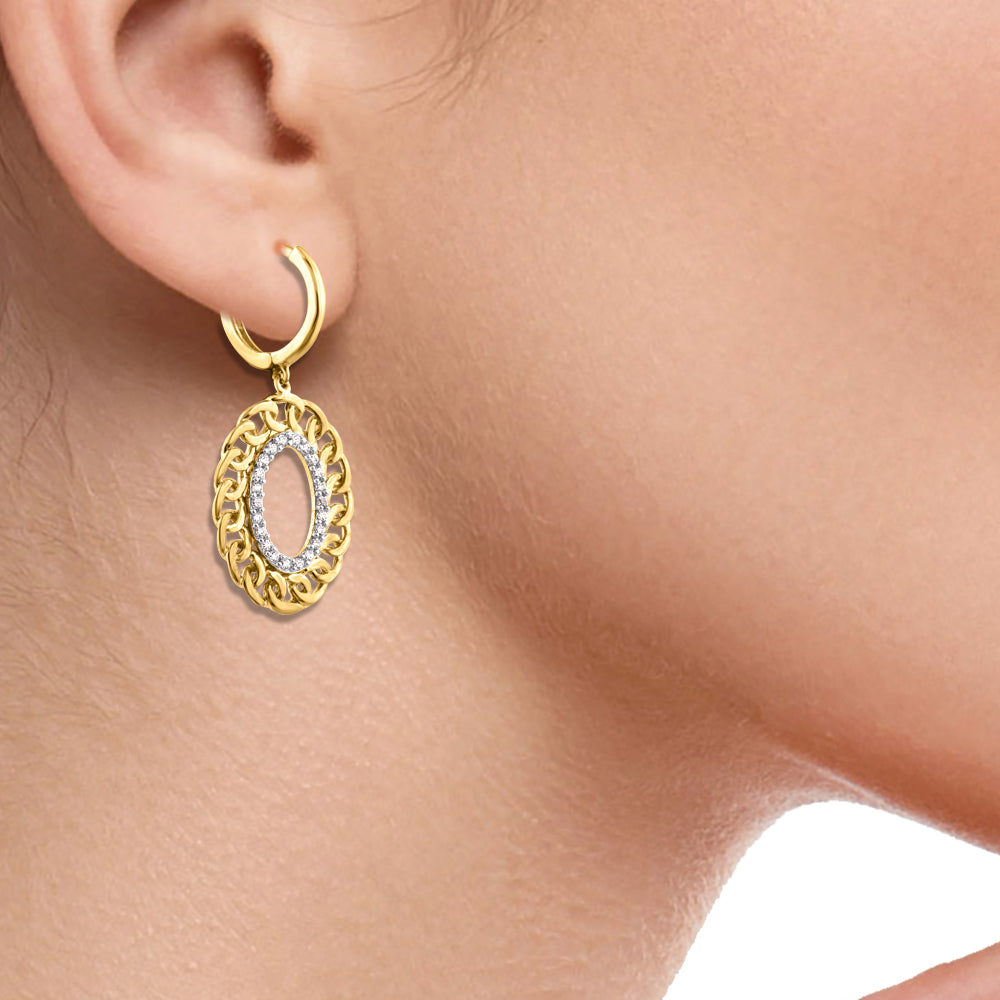 Interlocking Oval Dangling Earrings in 10KT Gold