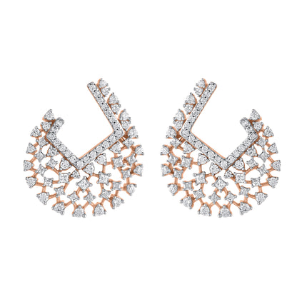 2.0 Carat Natural Diamonds Designer Stud Earrings in 14 Karat Rose Gold
