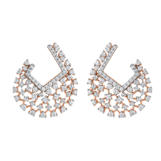 2.0 Carat Natural Diamonds Designer Stud Earrings in 14 Karat Rose Gold