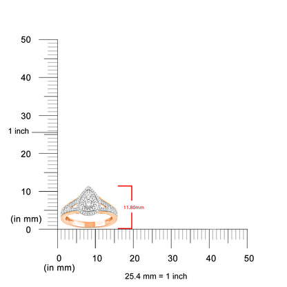 0.50 Carat Natural Round Diamond 14KT Rose Gold Pear Shape Halo Ring