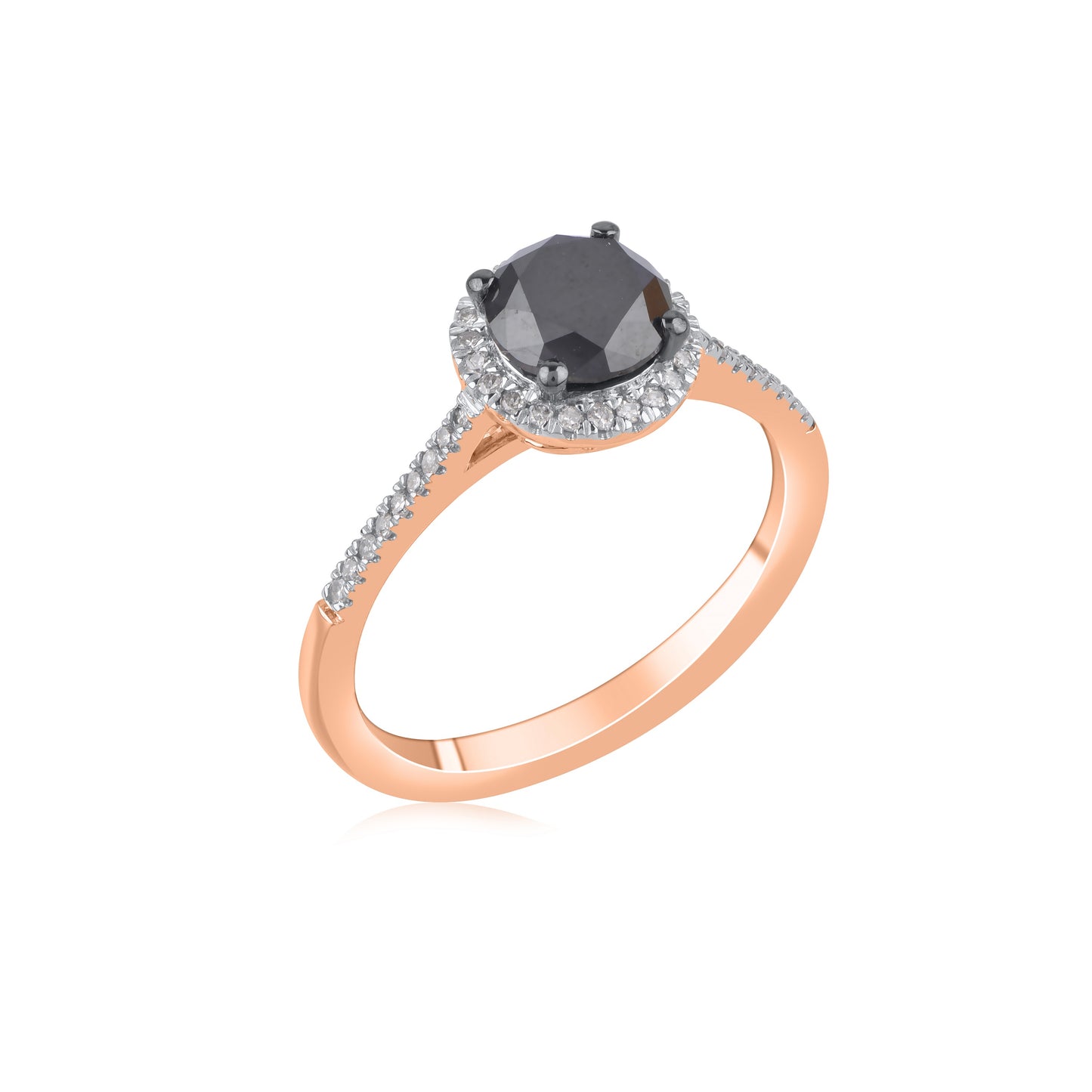 Black Diamond Halo Wedding Ring in 10K Gold