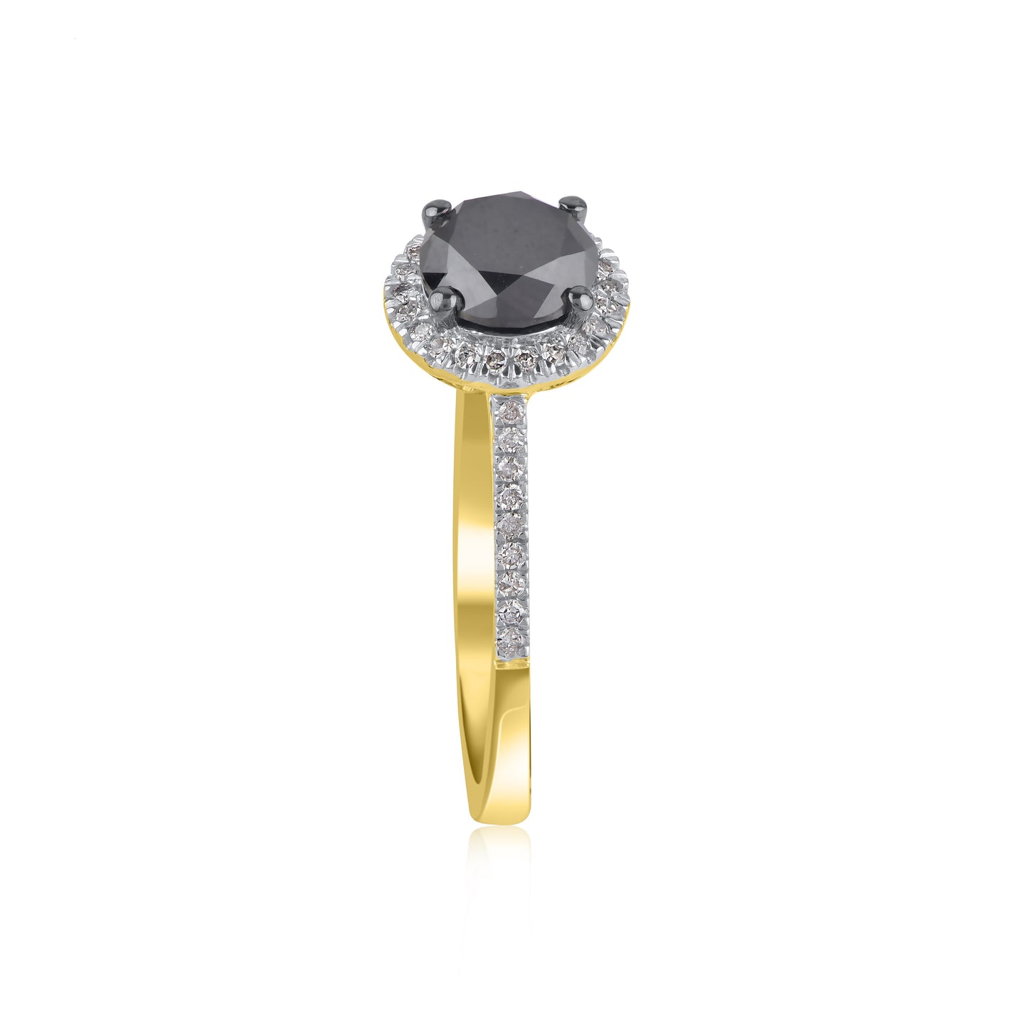 Black Diamond Halo Wedding Ring in 10K Gold
