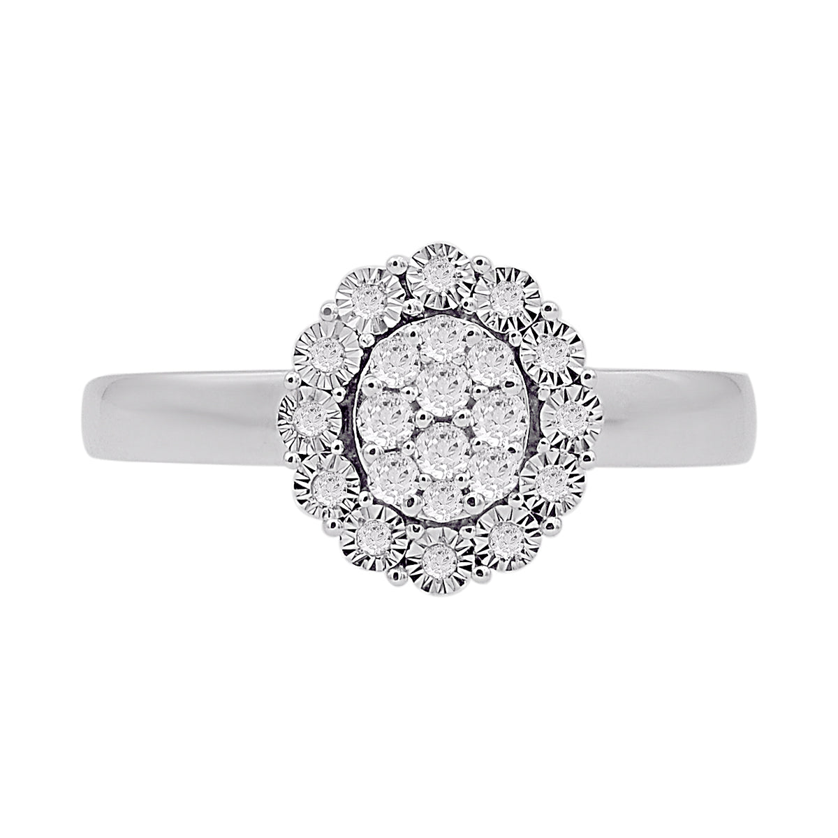 0.20 Carat Natural Diamond 14 Karat White Gold Halo Engagement Ring