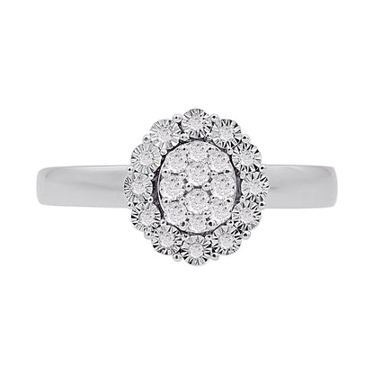 0.20 Carat Natural Diamond 14 Karat White Gold Halo Engagement Ring