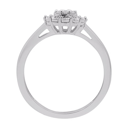 0.20 Carat Natural Diamond 14 Karat White Gold Halo Engagement Ring