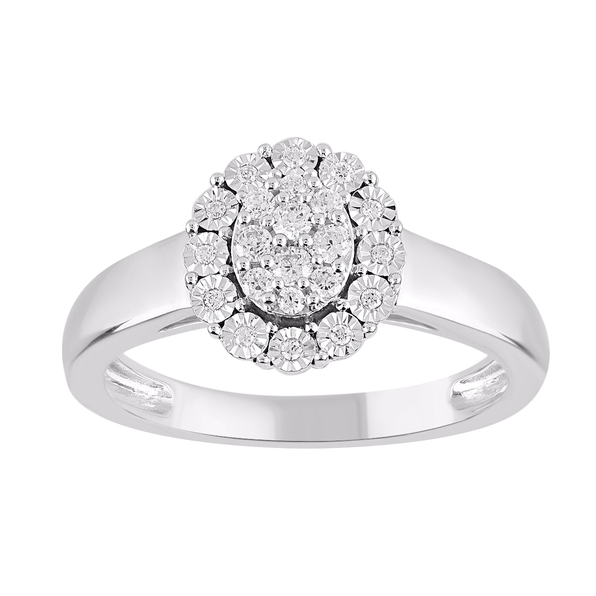0.20 Carat Natural Diamond 14 Karat White Gold Halo Engagement Ring