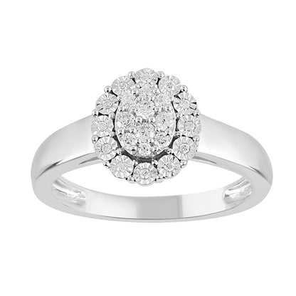 0.20 Carat Natural Diamond 14 Karat White Gold Halo Engagement Ring