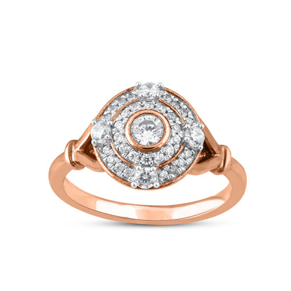 0.50 Carat Diamond Double Halo Wedding Ring in 14K Rose Gold