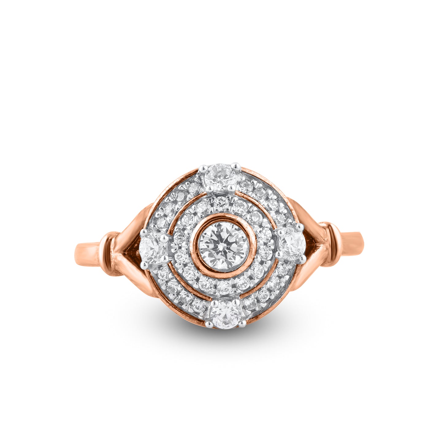 0.50 Carat Diamond Double Halo Wedding Ring in 14K Rose Gold