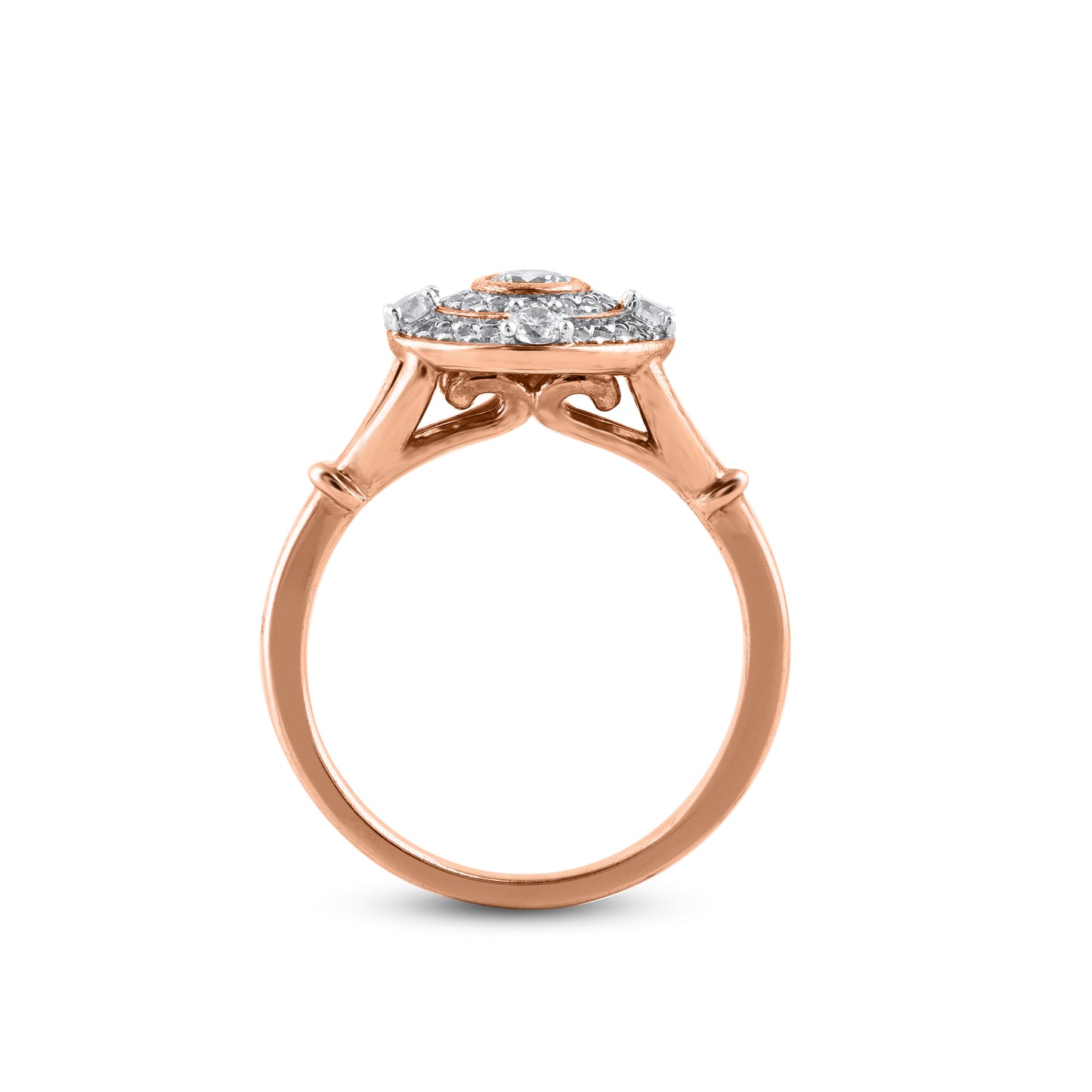 0.50 Carat Diamond Double Halo Wedding Ring in 14K Rose Gold