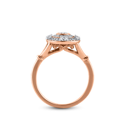 0.50 Carat Diamond Double Halo Wedding Ring in 14K Rose Gold