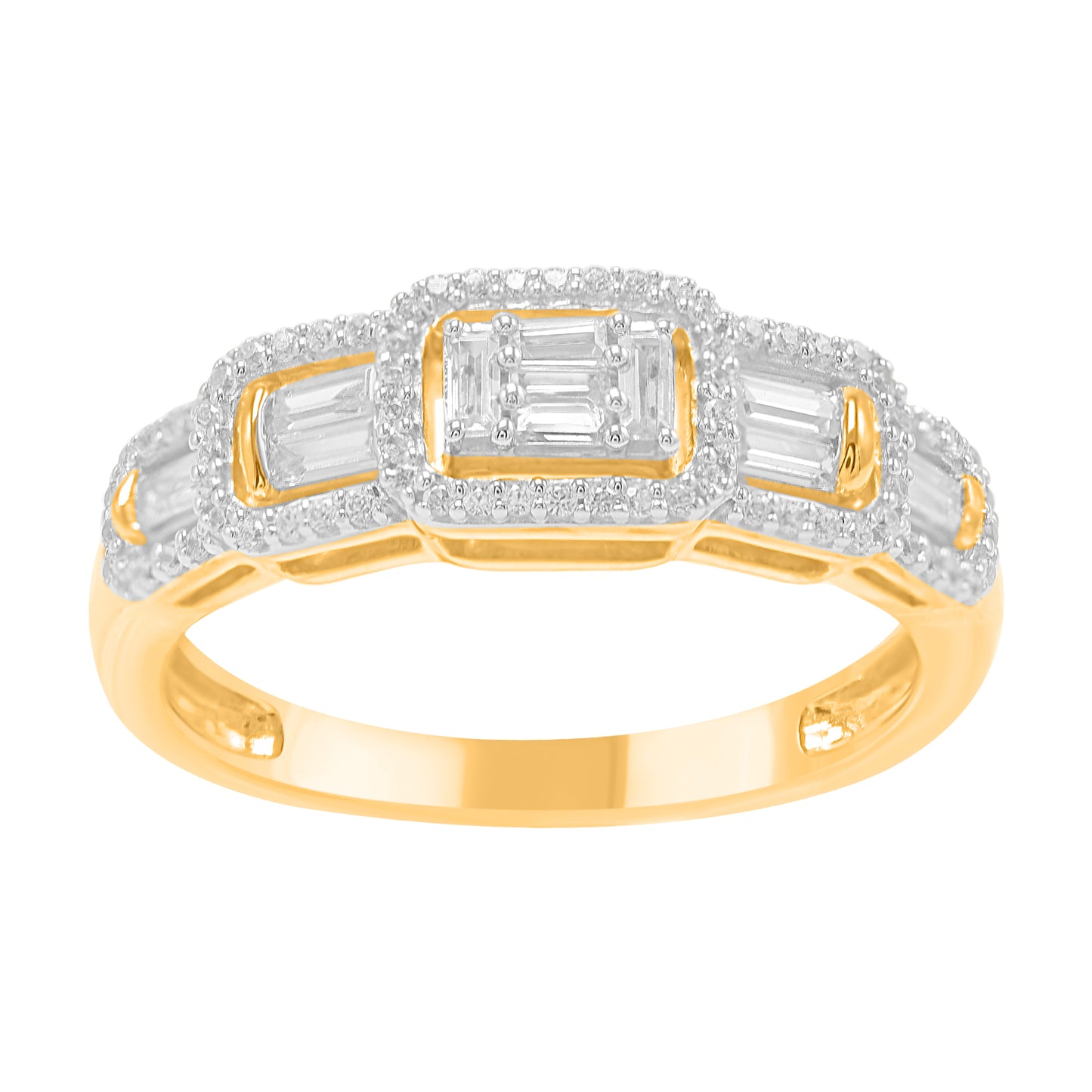 0.50 Carat Natural Diamond 14 Karat Yellow Gold Graduated Band Ring