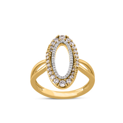 Oval Shape Ring in Gold Yellow Plated 925 Sterling Silver