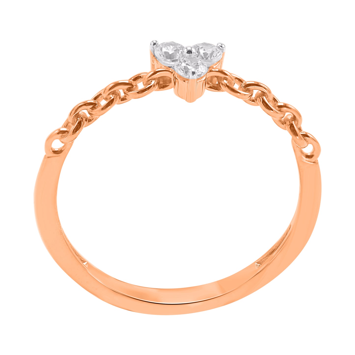 0.15 Carat Natural Round Diamond 14 Karat Rose Gold Three Stone Ring