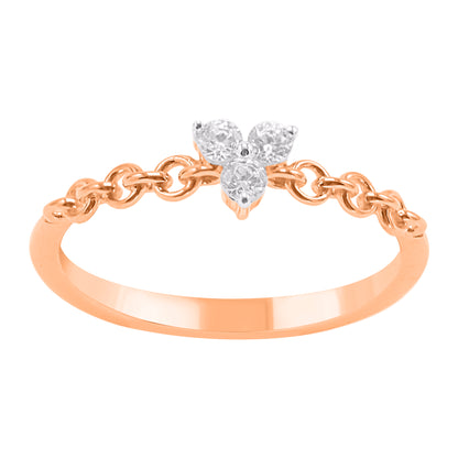 0.15 Carat Natural Round Diamond 14 Karat Rose Gold Three Stone Ring