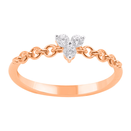 0.15 Carat Natural Round Diamond 14 Karat Rose Gold Three Stone Ring