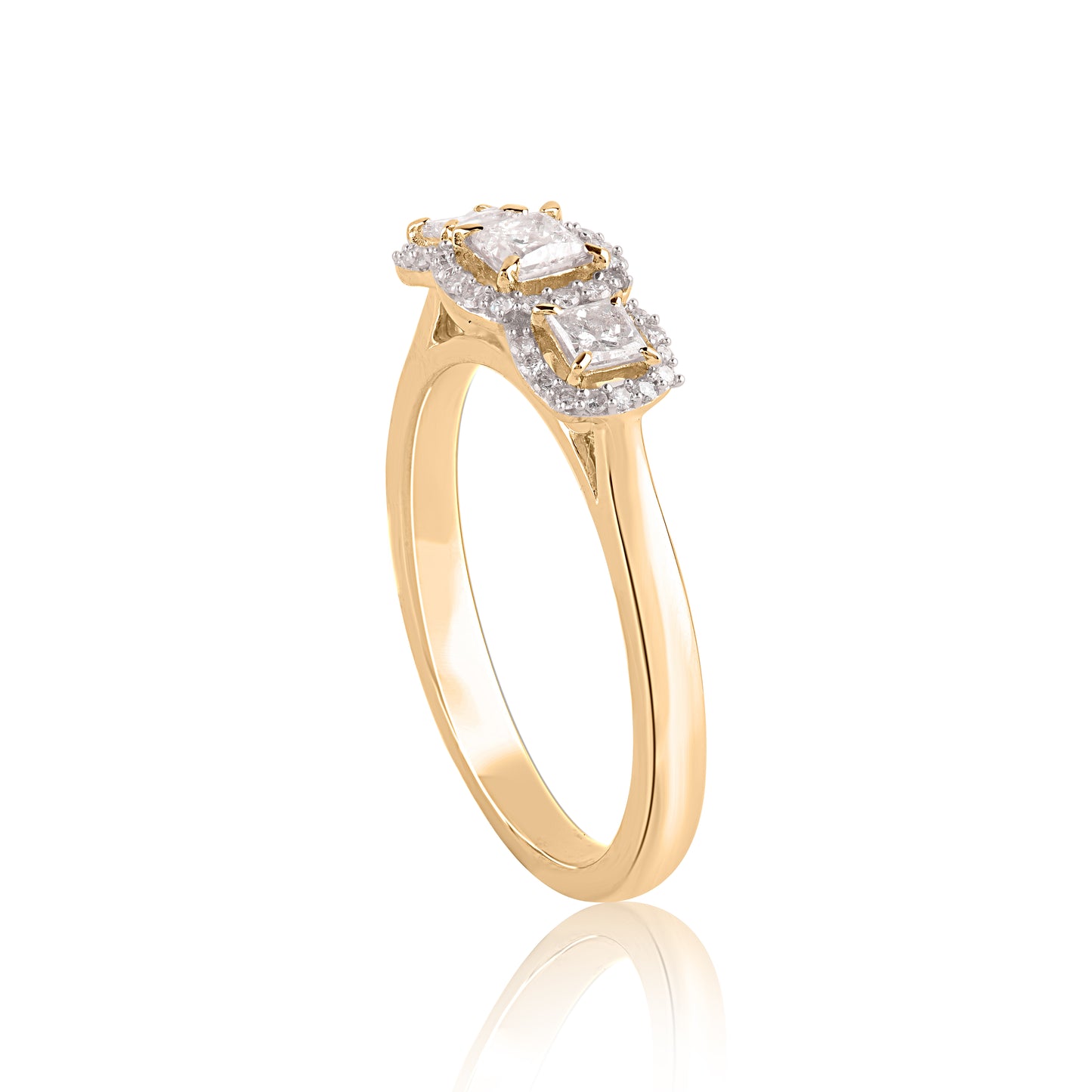 Three-Stone Wedding Ring in 10K Gold