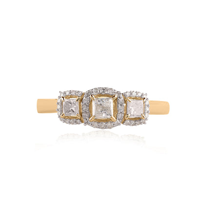 Three-Stone Wedding Ring in 10K Gold