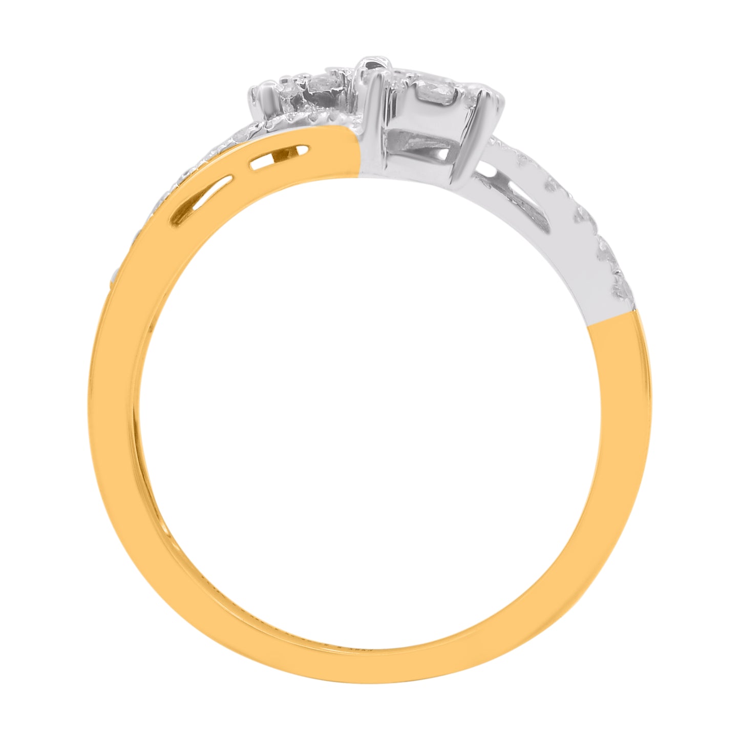 0.50 Carat Natural Diamond 14KT Yellow Gold Bypass Ring