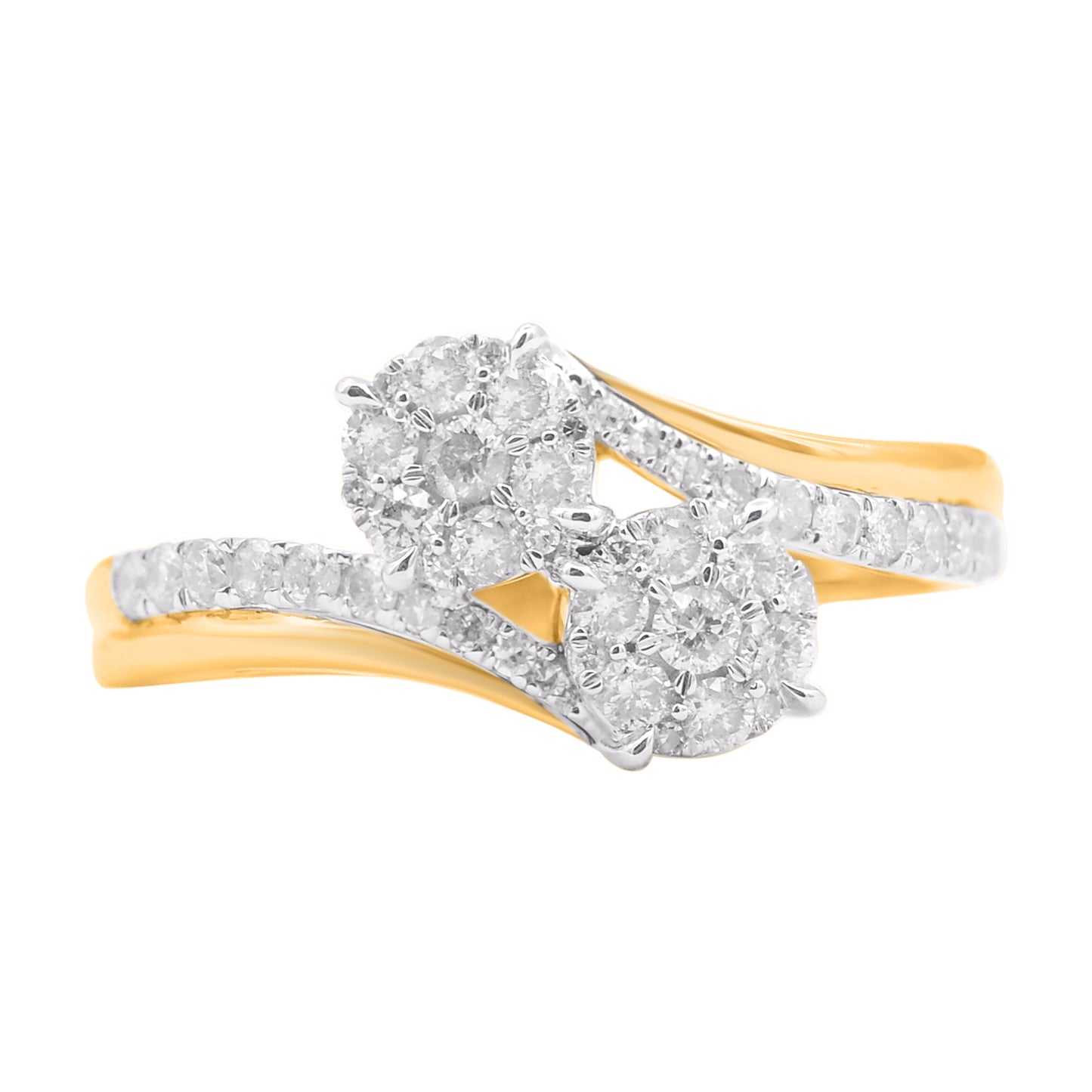 0.50 Carat Natural Diamond 14KT Yellow Gold Bypass Ring
