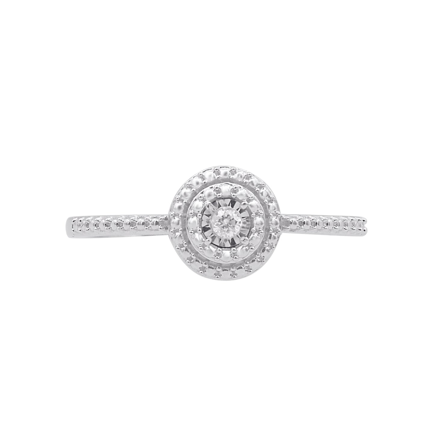 0.025 Carat Natural Round Diamond 14KT White Gold Engagement Ring