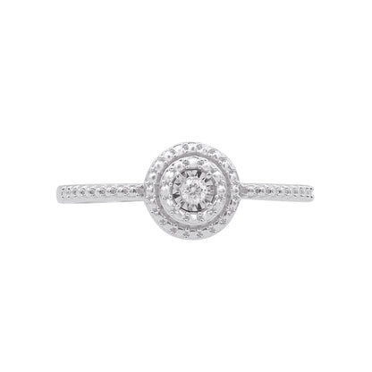 0.025 Carat Natural Round Diamond 14KT White Gold Engagement Ring