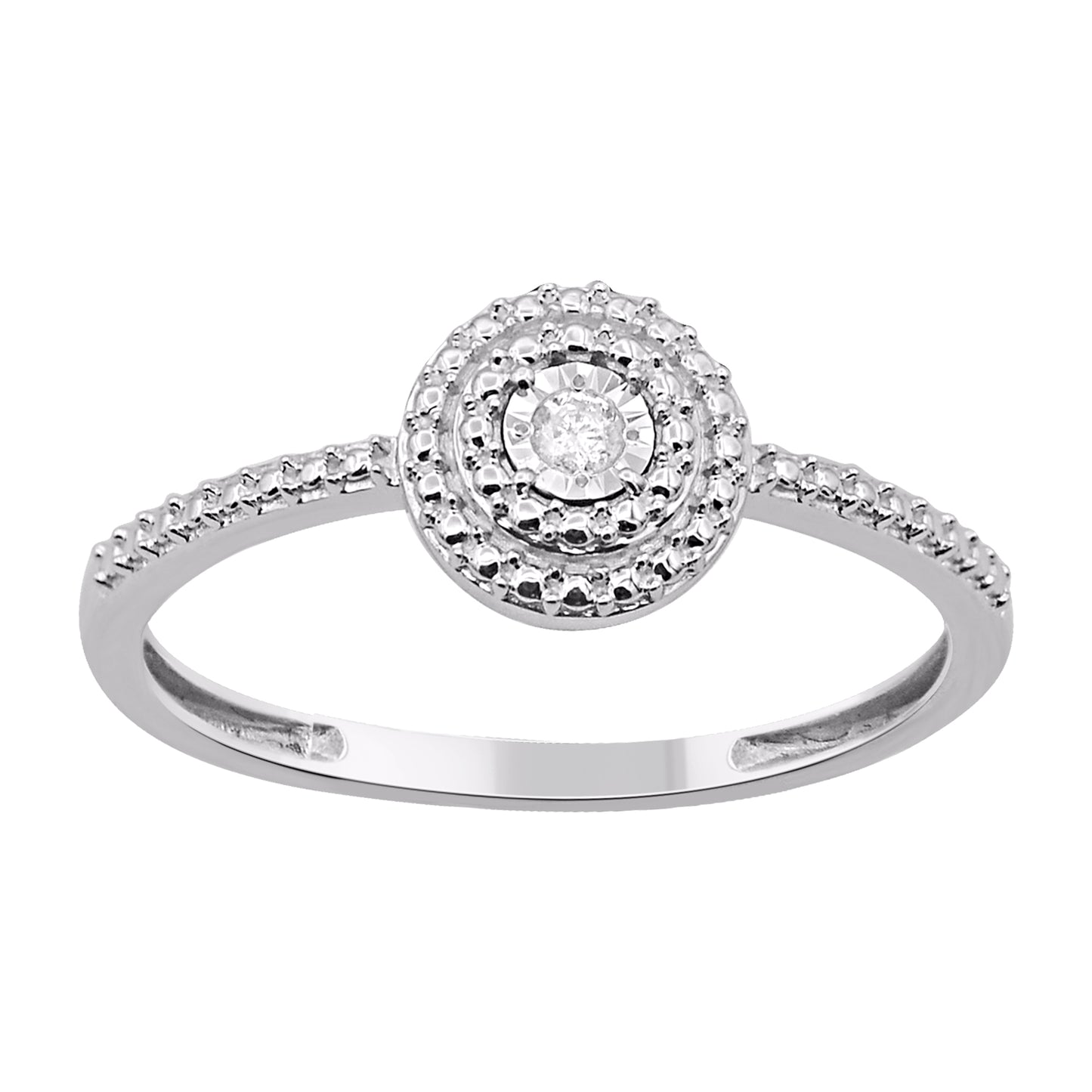 0.025 Carat Natural Round Diamond 14KT White Gold Engagement Ring