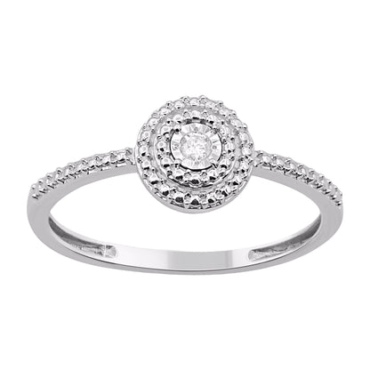 0.025 Carat Natural Round Diamond 14KT White Gold Engagement Ring