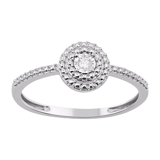 0.025 Carat Natural Round Diamond 14KT White Gold Engagement Ring